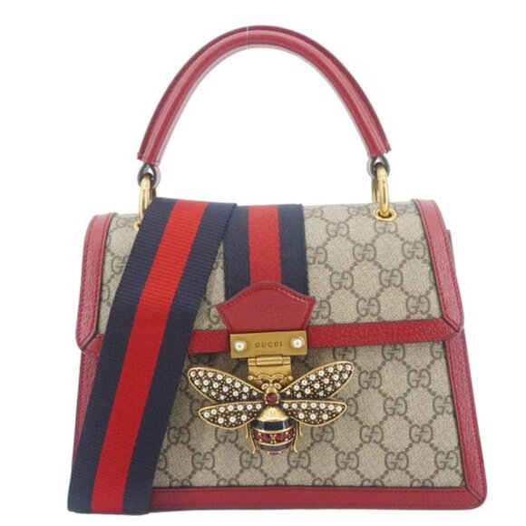 Gucci Handbags - Gucci  Queen Margaret Bee GG Supreme Canvas Shoulder Bag Red 476541